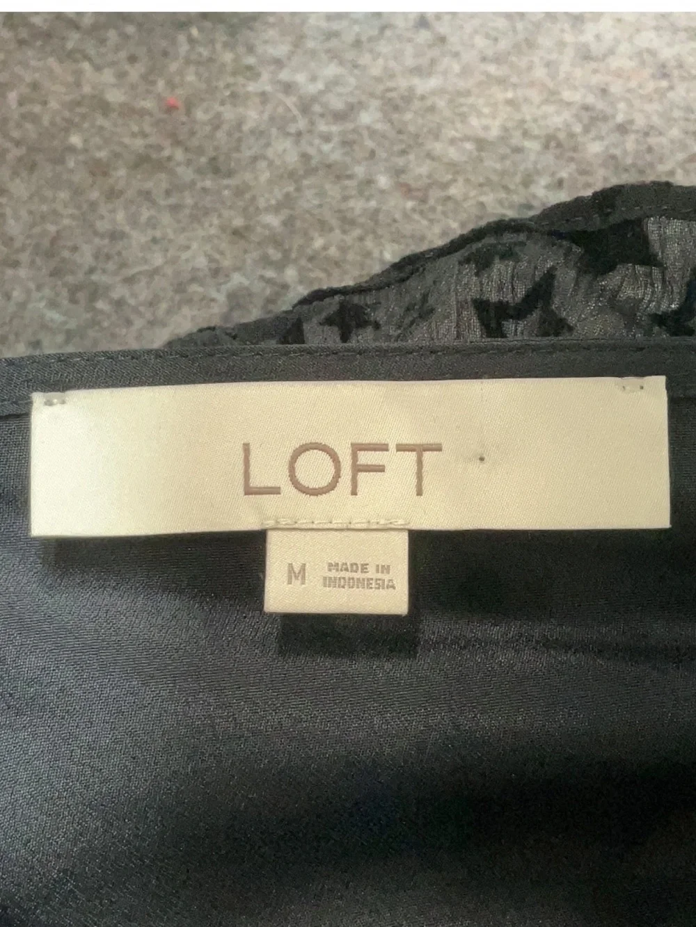 LOFT Black Star-Print Sheer Ruffle Tie-Neck Blouse - Picture 6 of 7